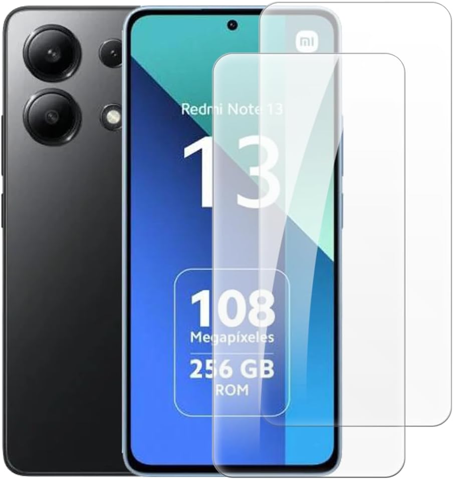 2 Pack Tempered Glass Screen Protector Set Compatible with Xiaomi Redmi Note 13 4G, HD Clear, Anti-Scratch, Bubble-Free, Easy Installation