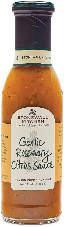 Stonewall Kitchen Garlic Rosemary Citrus Sauce 330ml - Mild Fresh Fruity BBQ Sauce with Garlic and Rosemary, Perfect for Fish and Seafood