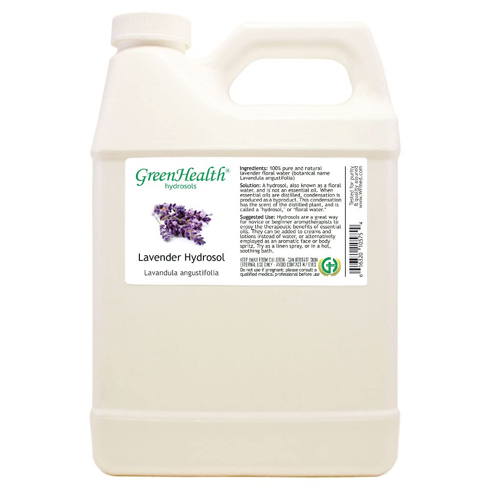 GreenHealth Hydrosol (Floral Water) - 32 fl oz Plastic Jug w/Cap - 100% Pure (NOT Oil) (Lavender)