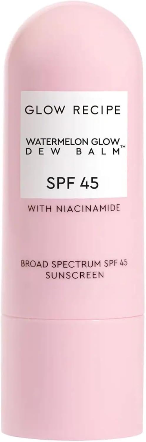 Glow Recipe Roll On Sunscreen Face Stick Dew Balm SPF 45 - Clear Travel Size Sunscreen with Hydrating Hyaluronic Acid & Niacinamide for a Dewy Glow - Non-Comedogenic Formula with No White Cast (.58oz)
