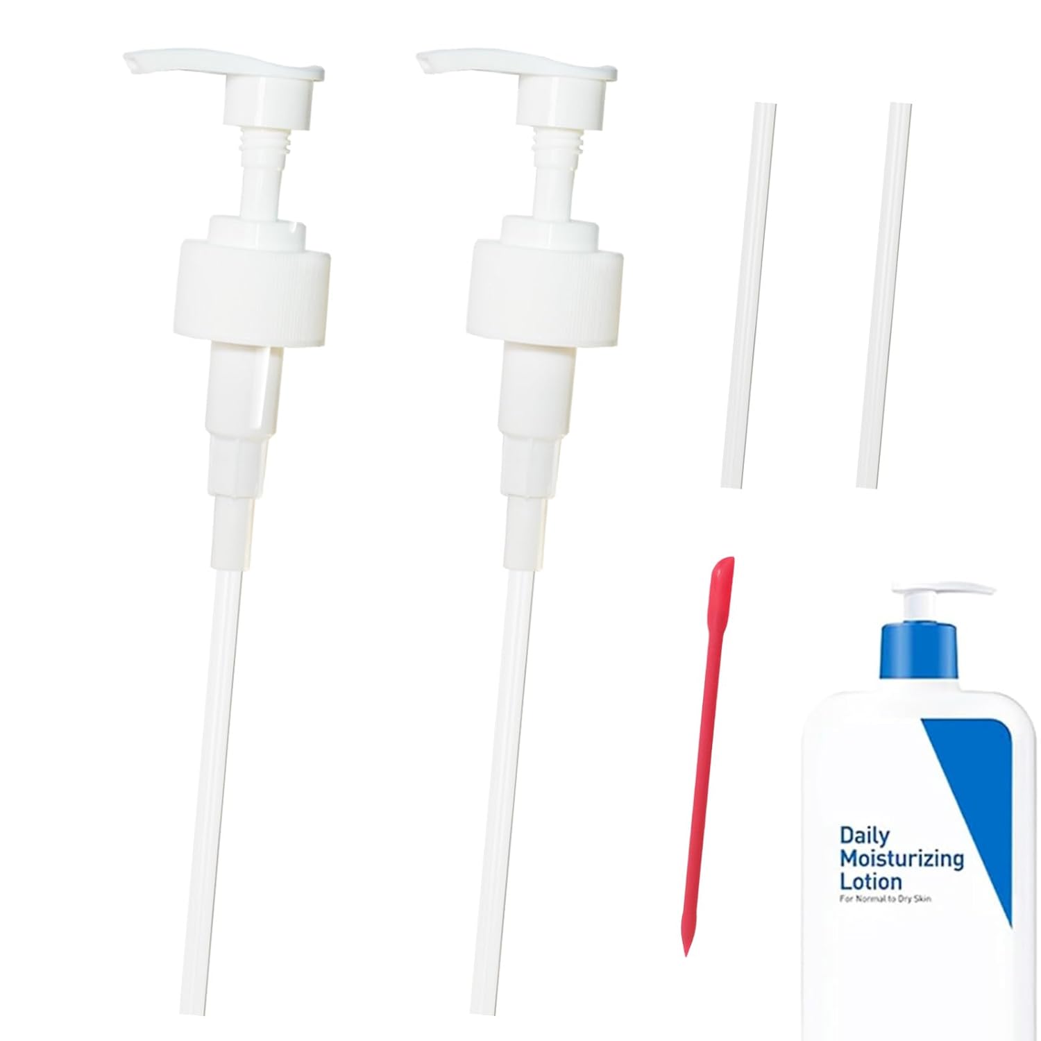 2 Pack Pump Lid for CeraVe Lotion and Cleanser - Easy Install Moisturizing Cream Pump Lid, with 4 Tubes and 1 Silicone Spatula