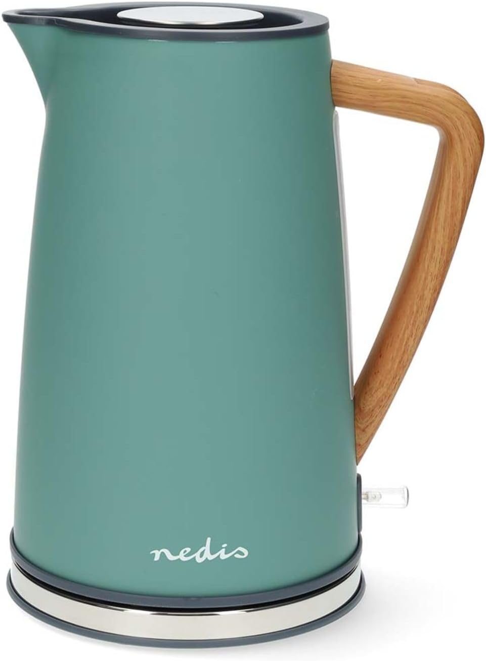 Nedis 1.7L Soft Touch Jug Kettle with Wood Effect Handle, Overheat Protection, Removeable Filter, 2.2KW - Matte Turquoise Green