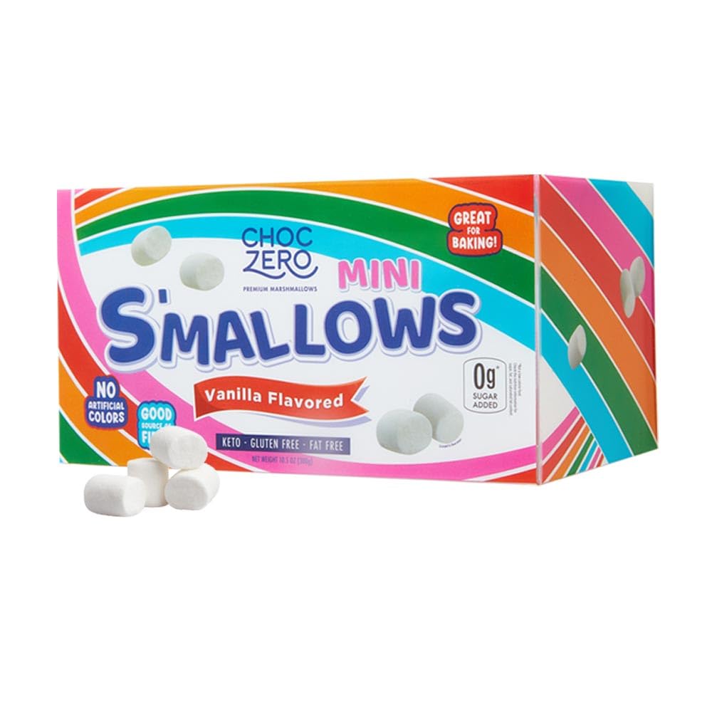 ChocZero Healthy Mini Marshmallows - Sugar Free Marshmallow Snack - Keto Friendly, Low Carb Baking - 10.5 Ounce Box