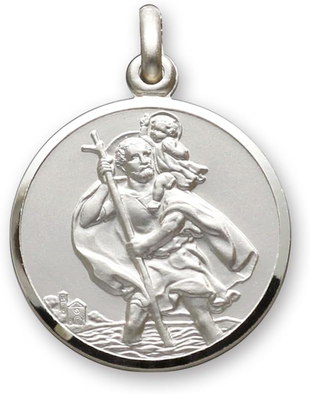 Christopher James of London | Solid 925 Sterling Silver St. Christopher Pendant 12mm | Symbol of Protection | St Christopher Travel Gift | Gift Box Included