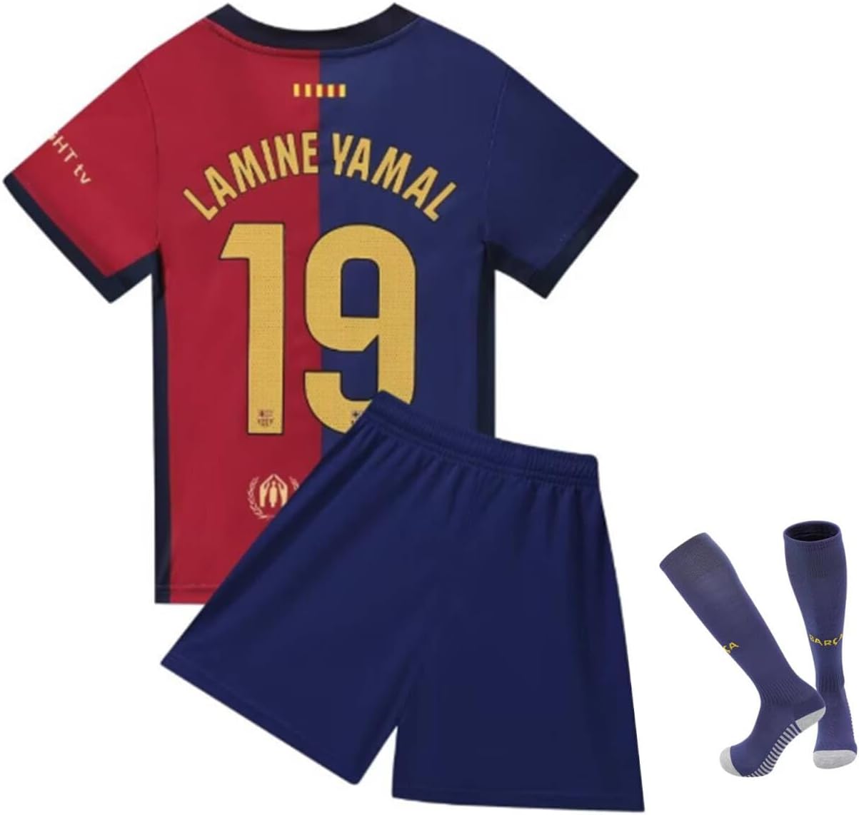 Barca 2024/2025 Lamine Yamal #19 Home Football Soccer Kids Jersey Shorts/Socks Set Youth Sizes