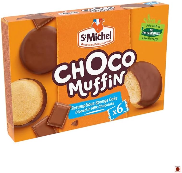St Michel - Choco Muffin - Sponge Cake Dipped in Chocolate Milk - 6 portions - 180G