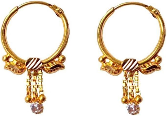 22K/18K Real Certified Fine Yellow Gold Classy Chain Hoop Earrings