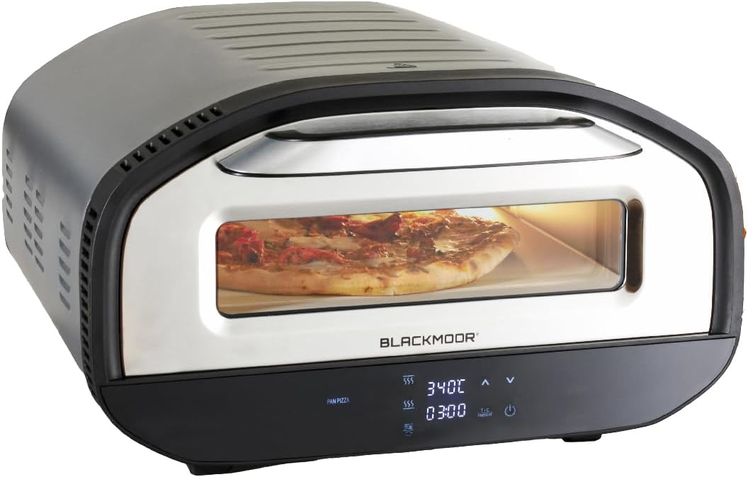 Blackmoor 62750 Electric Pizza Oven / 8 Cooking Functions and Timer / 430 Degrees Max Temperature/Indoor Use/Includes 12 Inch Pizza Stone / 50 x 46 x 29cm