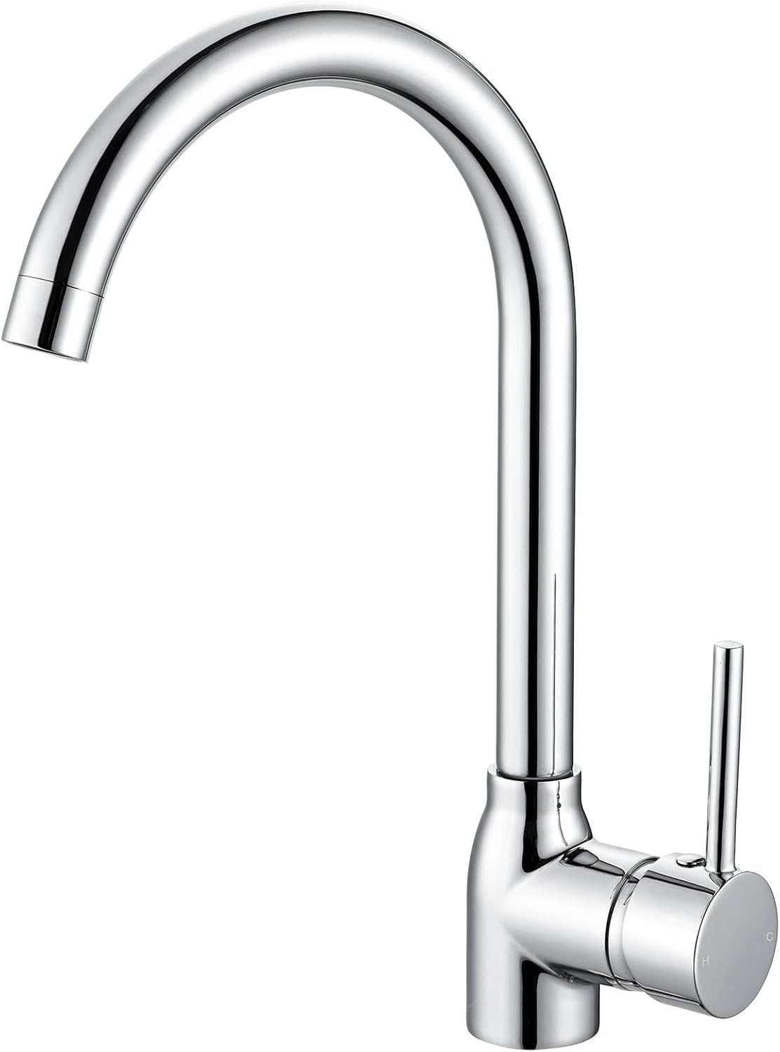Hapilife Kitchen Sink Mixer Tap Single Lever Monobloc Polished Chrome Mixers Taps 1 Hole Swan Neck Modern 360° Swivel Spout Mono Faucet with UK Standard Fittings