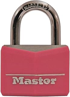 Master Lock Pink Covered Aluminum Keyed Padlock with Steel Shackle, Lock for Gym or School Locker with 1-9/16 Inch Lock Body, 146D