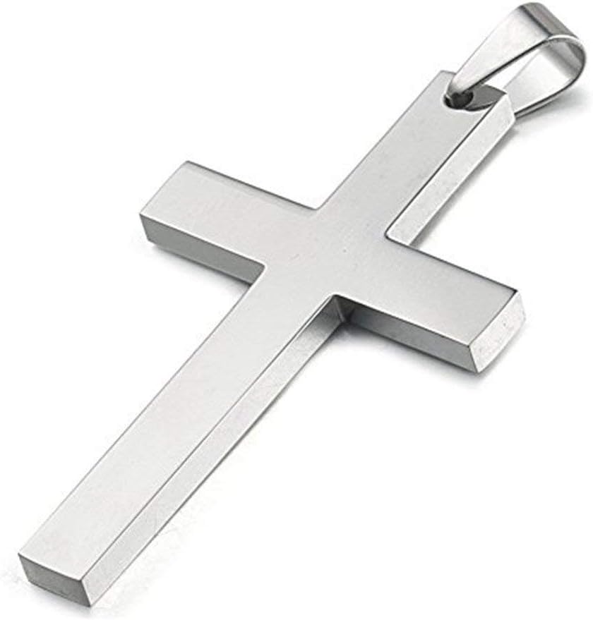 Ouslier 925 Sterling Silver Simple Unisex Mens Cross Pendant Jewelry