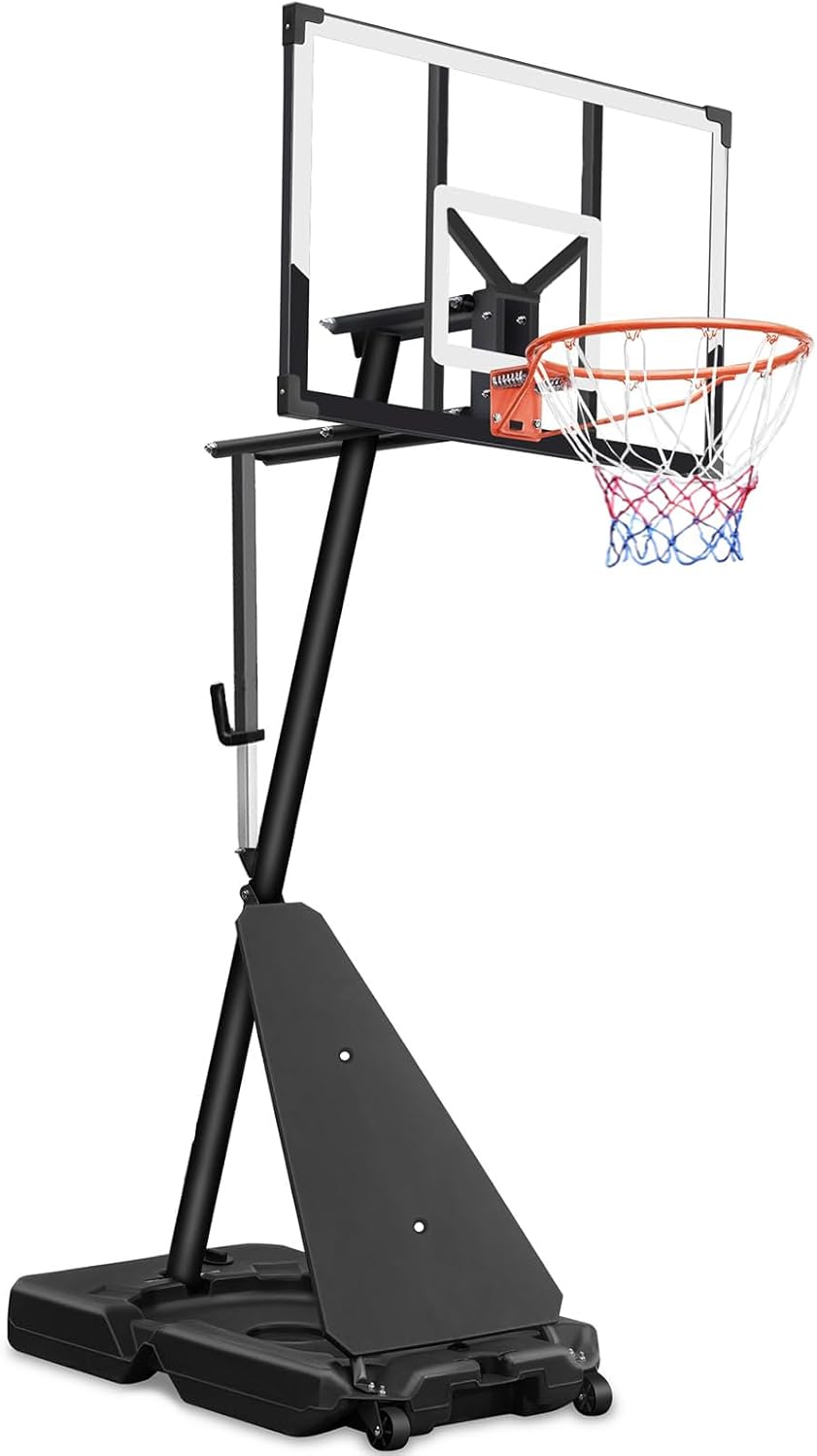 6 FT-10 FT Adjustable Portable Basketball Hoop with 43" Shatterproof Backboard Indoor Outdoor Pool Hoop for Kids to Adults Basketball Goal System Rebound Plate