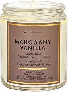 Bath & Body Works, White Barn 1-Wick Candle w/Essential Oils - 7 oz - New Core Scents! (Mahogany Vanilla)