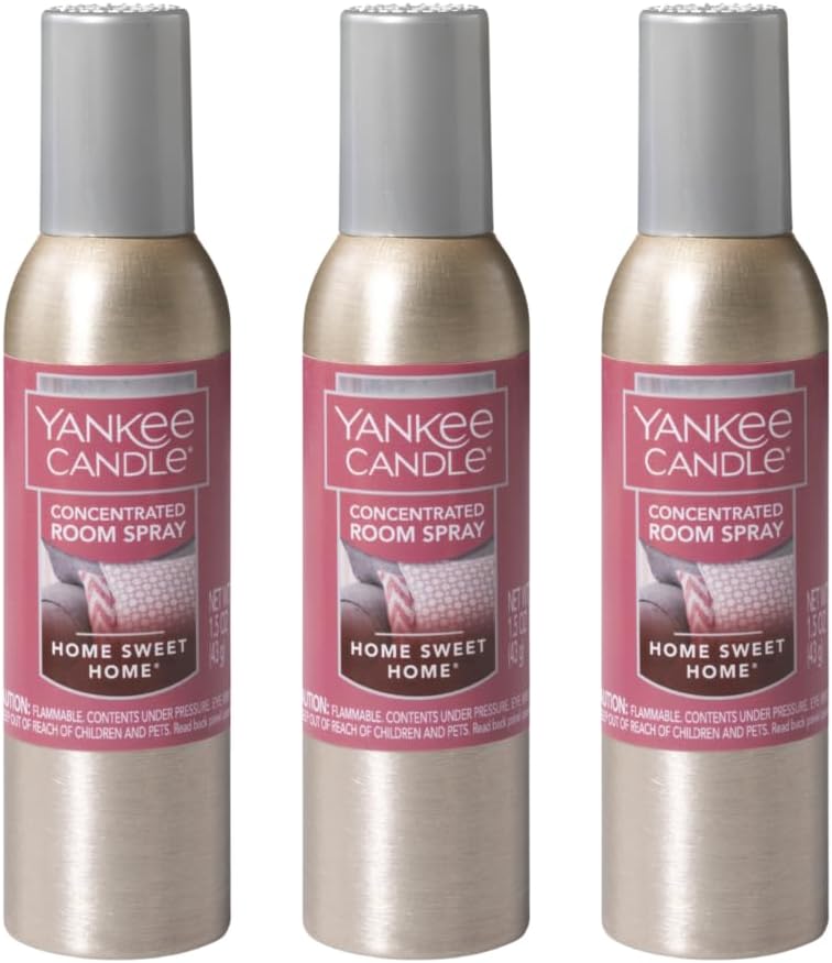 Yankee Candle Concentrated Air Freshener Room Spray, Odor Eliminator for Home, Bathroom, Home Sweet Home, 1.5 Oz (Pack of 3)