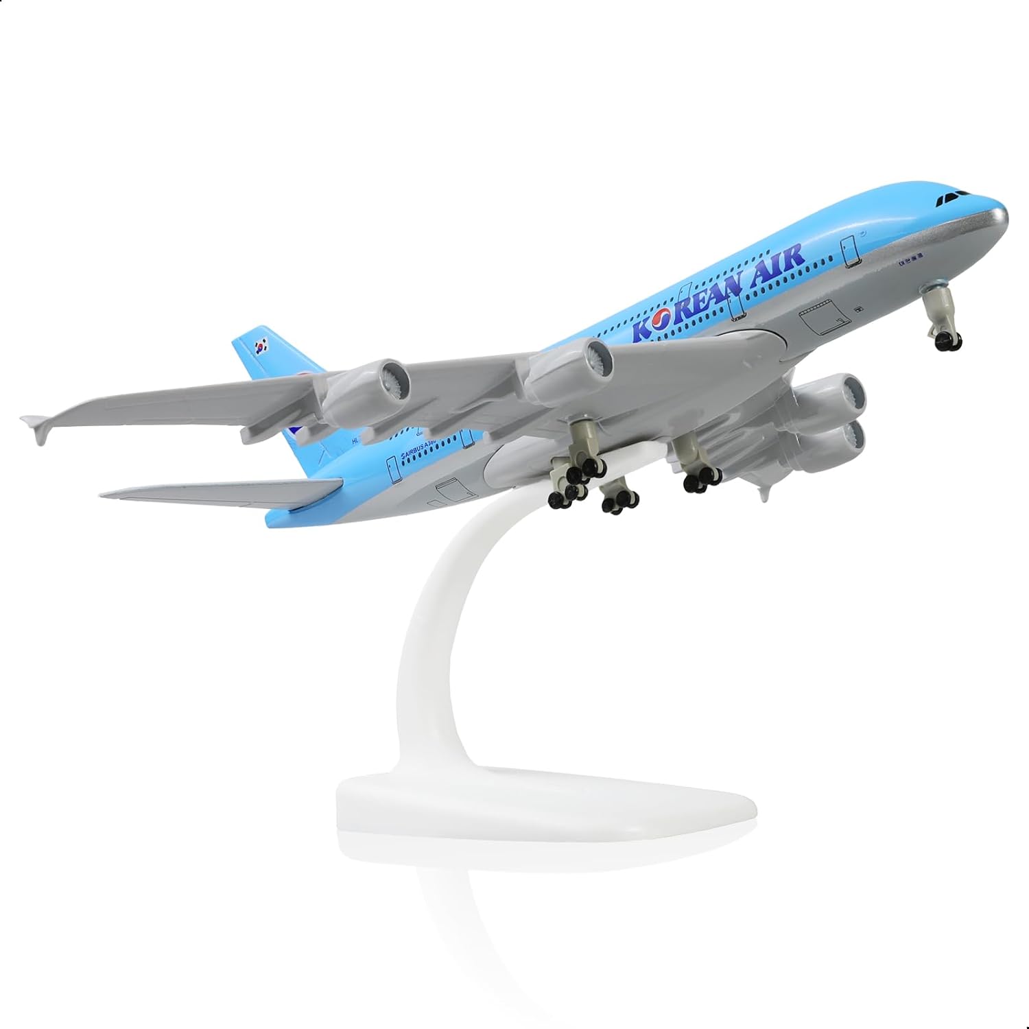 A380 Korean 1/300 Die-cast Metal Airplane Model Sky Jumbo a380 Model Plane with Stand (7.5 inches Long) for Aviation Enthusiast Gift or Display Decorations