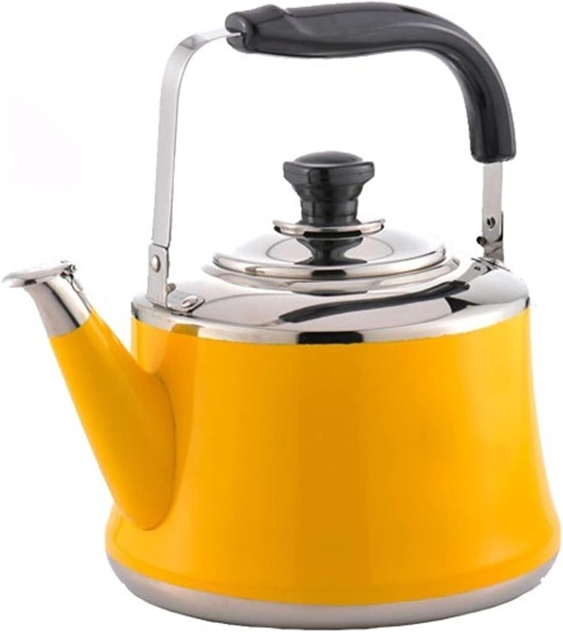Yellow Stovetop Tea Kettle, 2L Stove Top Whistling Tea Kettle Stainless Steel Teapot, Water Kettle Induction, for All Types of Stoves