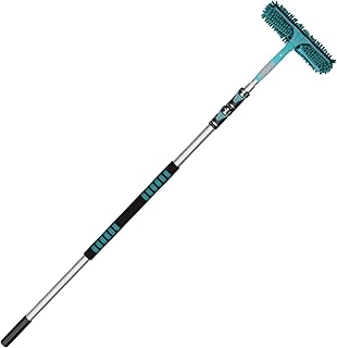 20 Ft Window Squeegee with Extension Pole, Window Cleaner Tool with 3-Stage Telescoping Pole, Window Cleaning Kit with Rotatable Head (5-12 Ft Pole & Microfibre Cloths)