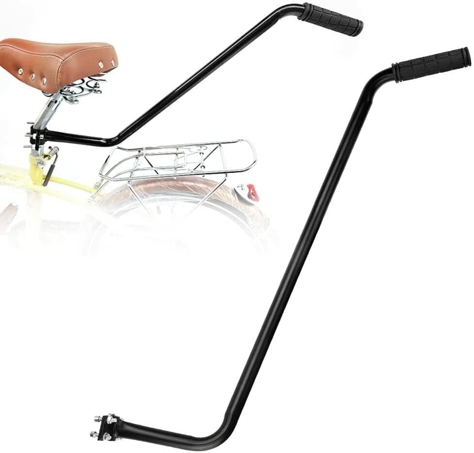 Bike Learning Push Handle Parent Handle Safety Pole Bar Stabilisers for Childs Bike Grab Handle Bicycle Steerer Control Steel Non- slip Safety Grip For Children Learn Cycling Auxiliary Tool