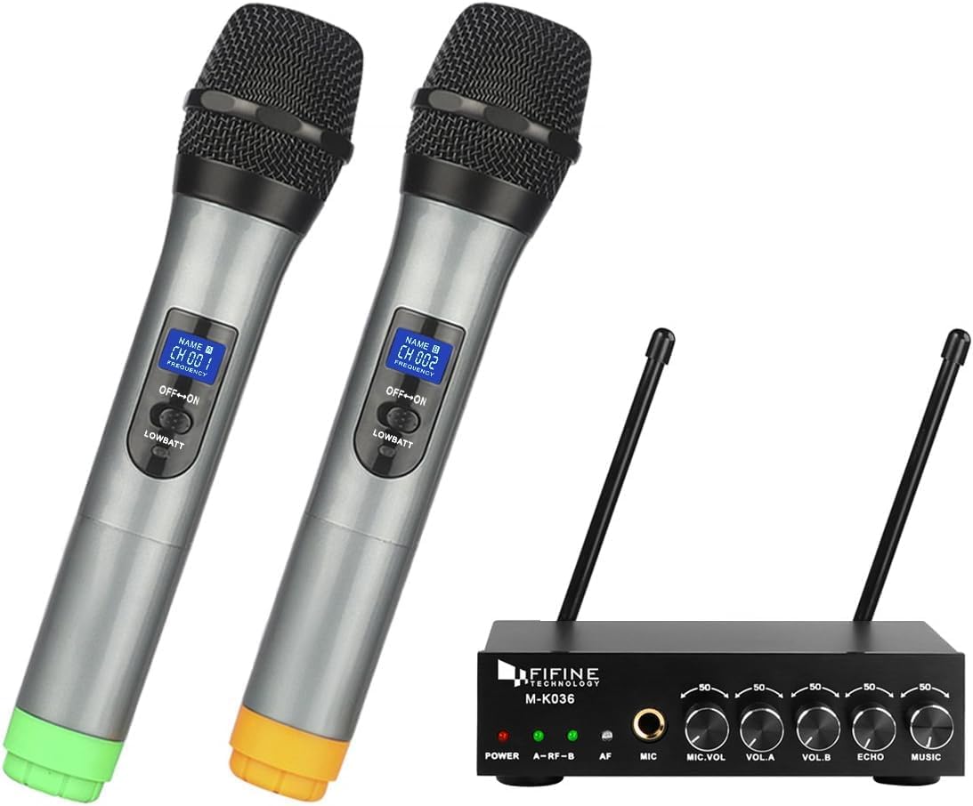 FIFINE K036 UHF Dual Channel Wireless Handheld Microphone System