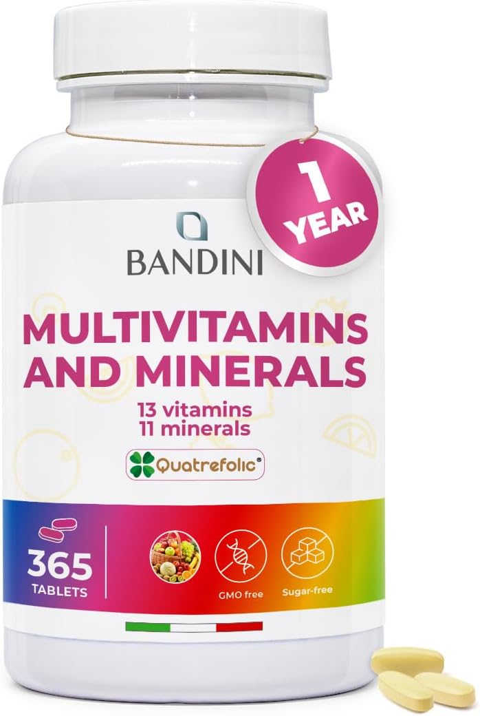 Bandini® Multivitamin | 365 High Strength Tablets (1 Year Supply) | Complex of 24 Vitamins and Minerals | Support Energy Metabolism and Immune Function | for Men and Women