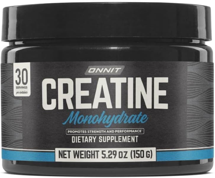 ONNIT Creatine Monohydrate Powder, Creatine Powder Supplement That Promotes Strength and Power, 30 Servings per Tub, 5.29 oz
