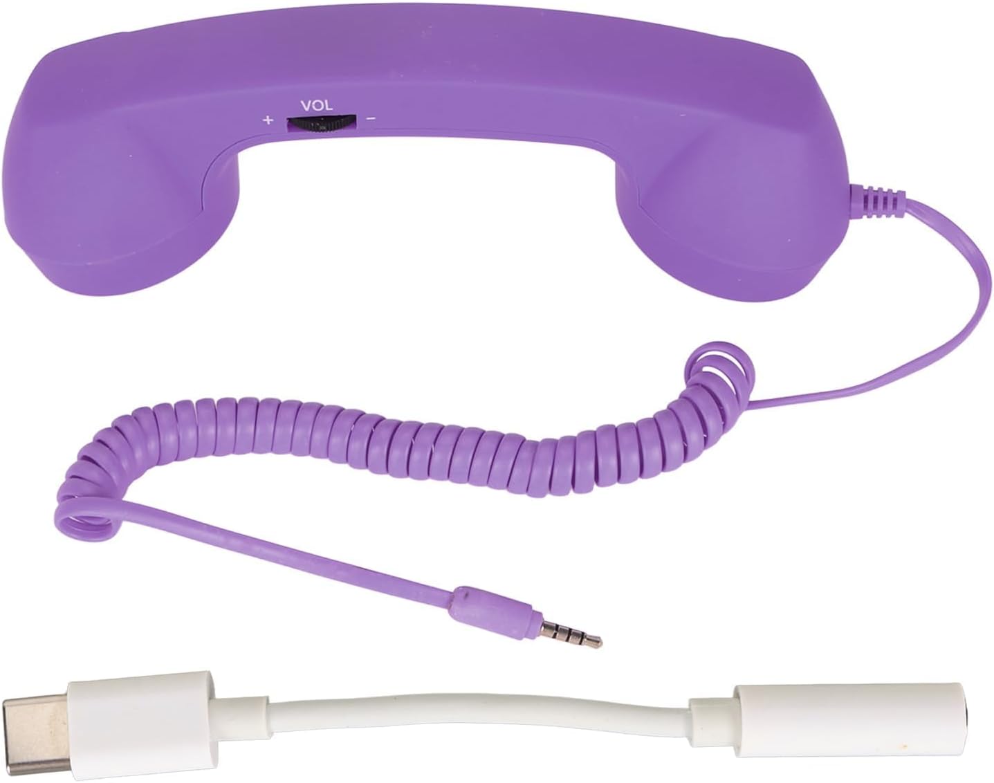 Retro Phone Handset, Telephone Handset for Cellphone Type-C Phone Handset with 3.5mm Jack Mobile Phone Receiver Noise Cancelling Microphone for Cell Phone(Purple)