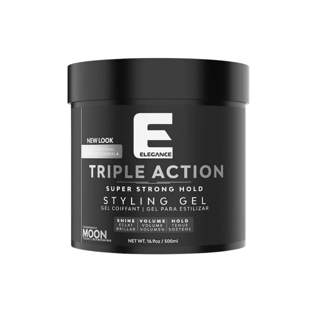 E Elegance Moon Fragrance Triple Action Hair Gel for Men And Women - Super Strong Hold, Extreme Volume, And Long Lasting Shine - Flake Free And Refreshing Fragrance - All Hair Types, 16.9 oz
