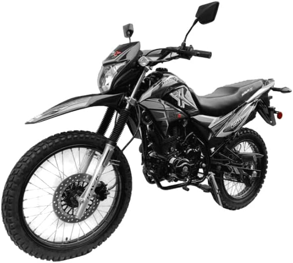 HHH Upgraded New XHawk Enduro 250cc Motorcycle EFI Fuel Injection Dual Sports Dirtbike, 5 Speed Enduro Street Bike (Black) - Extra Large