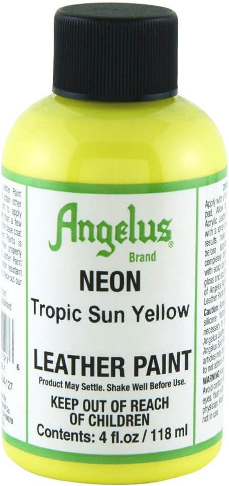Angelus Neon Leather Paint, 4 oz, Tropical Sun Yellow