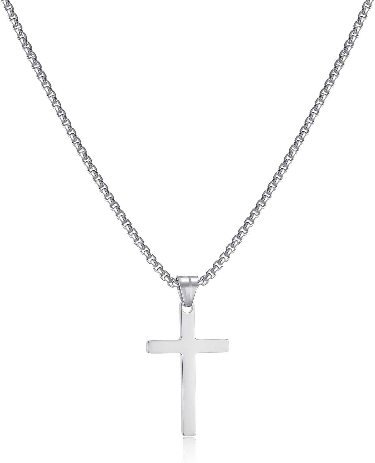 AFSTALR Men's Cross Necklace, Gold/Silver Chain with Cross Pendant, Christianity Jewellery, Stainless Steel