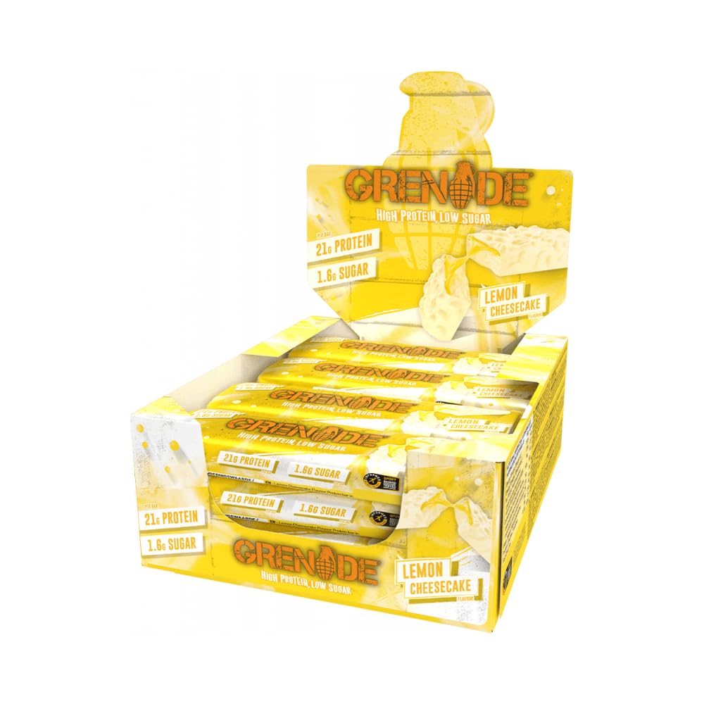 Grenade High Protein and Low Carb Bar, 12 x 60 g - Lemon Cheesecake