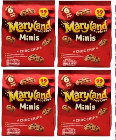 Maryland Multipack Cookies | Mini Chocolate Chip Biscuits Bundle (6 x 19.8g) – 118.8g, Snack Treat By Snackify | Lunch box kids Lover | Available for Kids Birthday Gift for Him & Her (Pack of 4)