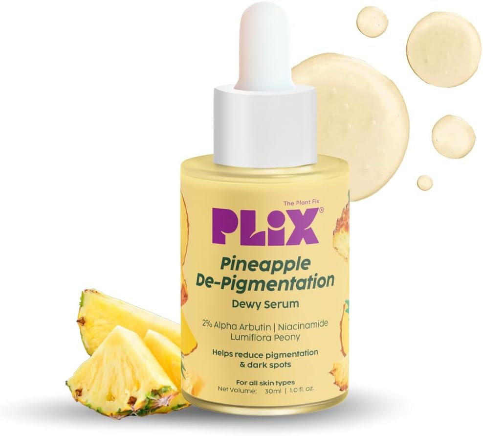 PLIX - THE PLANT FIX 2% Alpha Arbutin Pineapple De-Pigmentation Dewy Face Serum for Pigmentation & Dark Spots Removal for Unisex with 10% Niacinamide, 5% PHA for All Skin, 30ml (Pack of 1)