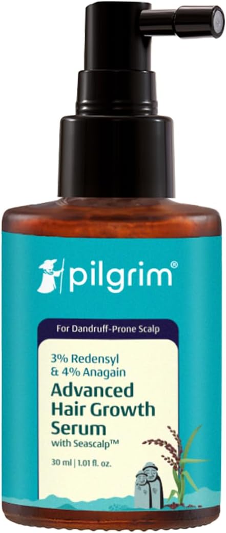 Pilgrim 3% Redensyl & 4% Anagain ADVANCED HAIR GROWTH SERUM (30 ml) For Dandruff-Prone Scalp | Controls Dandruffs, Hair Fall, Stimulates Hair Growth, Increase Hair Density | For All Men & Women