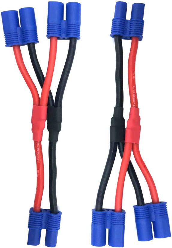 Nuofan 2pcs EC3 Parallel Battery Connector Cable Adapter Extension Y Splitter for RC Quadcopters Multirotors