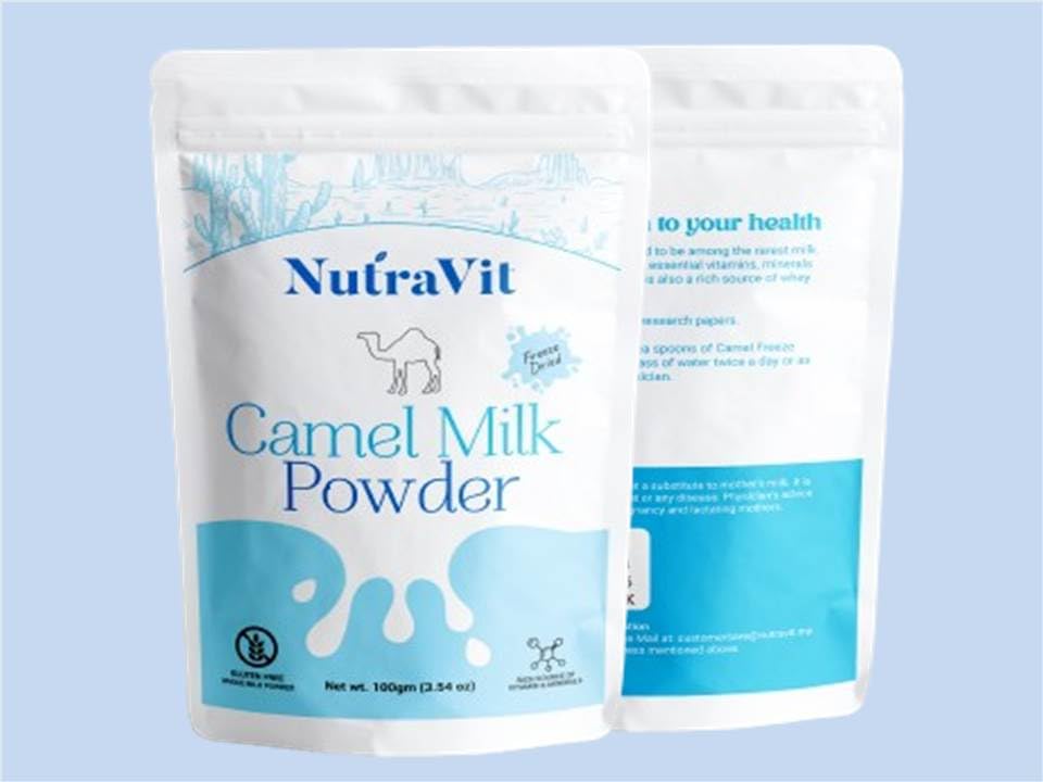 Nutravita 100% PURE NATURAL Dried Camel Milk Powder | 100gm (3.5 Oz) Pack | Non GMO,Gluten Free |
