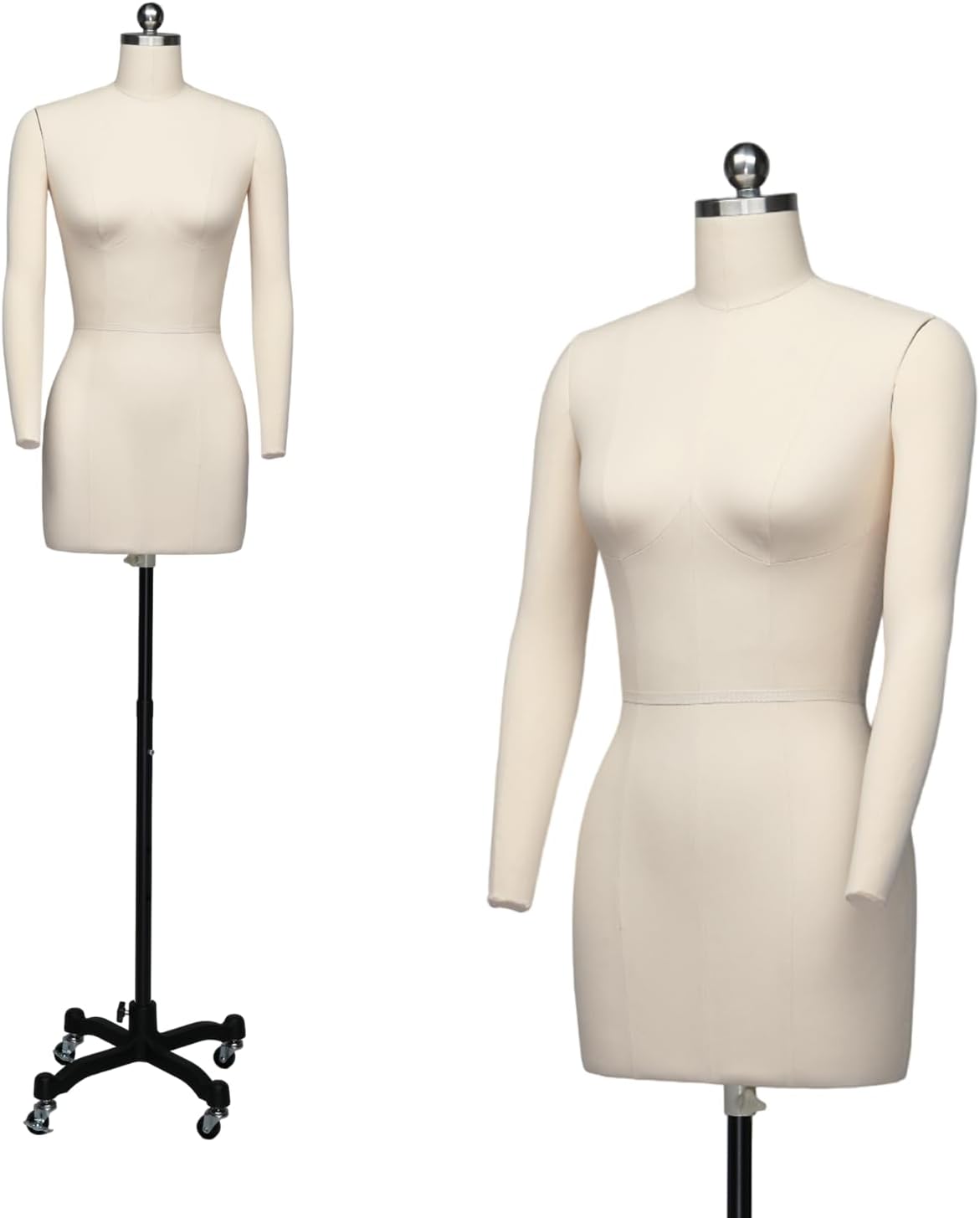 Bonnlo Female Sewing Mannequin, Size 6 Professional Dress Form for Display and Tailor Design, Height Adjustable Torso with Stable Metal Base (Without arms, 6)