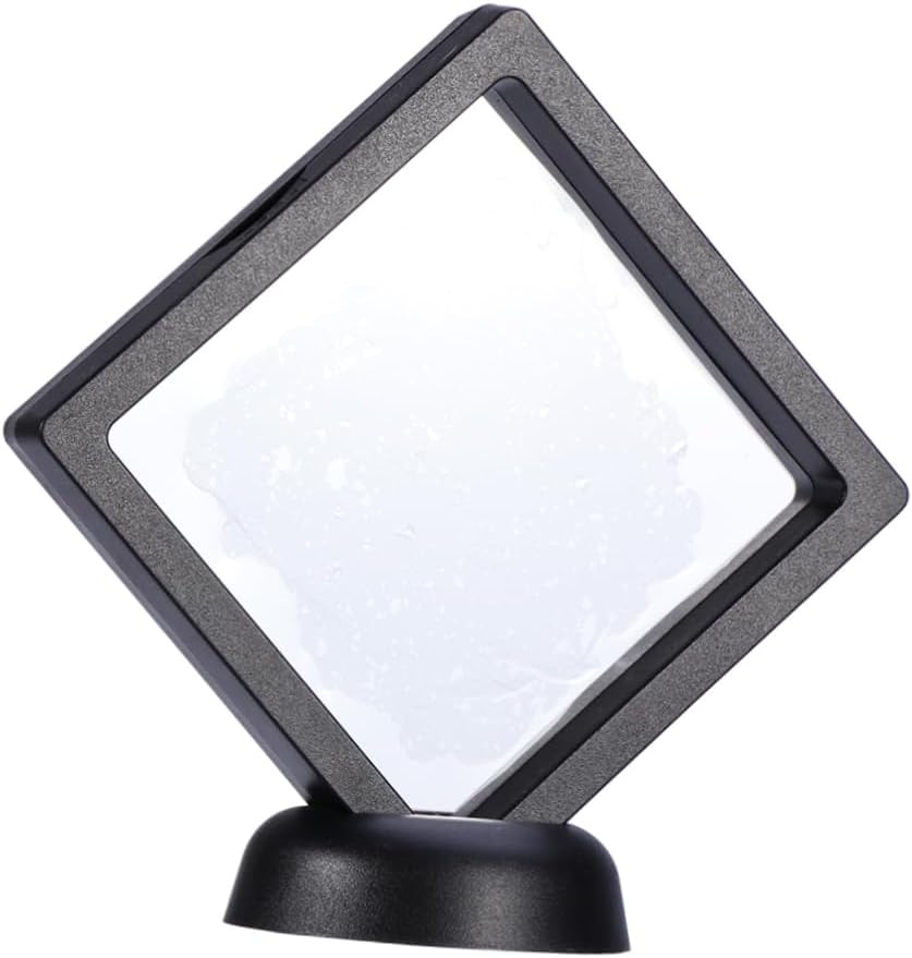 LIFKOME Floating Frame Jewelry Display Box Transparent Show Case for Coins Medals Memorabilia Black Stand for Home Store Present Giving