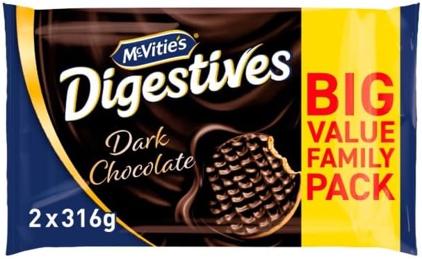 Dark Chocolate Digestives Biscuits Twin Pack 2x316g (Pack Of 2) Delicious And Tasty Perfect For Sharing With Friends And Family