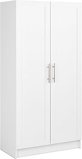 Prepac Elite Storage Accent Cabinet with Panel Doors, White Storage Cabinet, Bathroom Cabinet, Pantry Cabinet with 3 Shelves 16.75" D x 32" W x 65" H