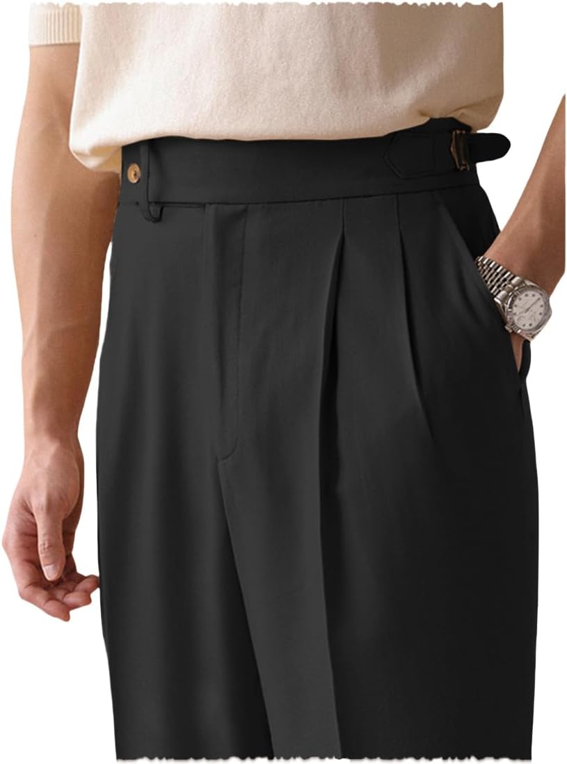 Men's Classic Gurkha Naples Cotton Pants No Belt Required Dress Pants Italian Old Money Style