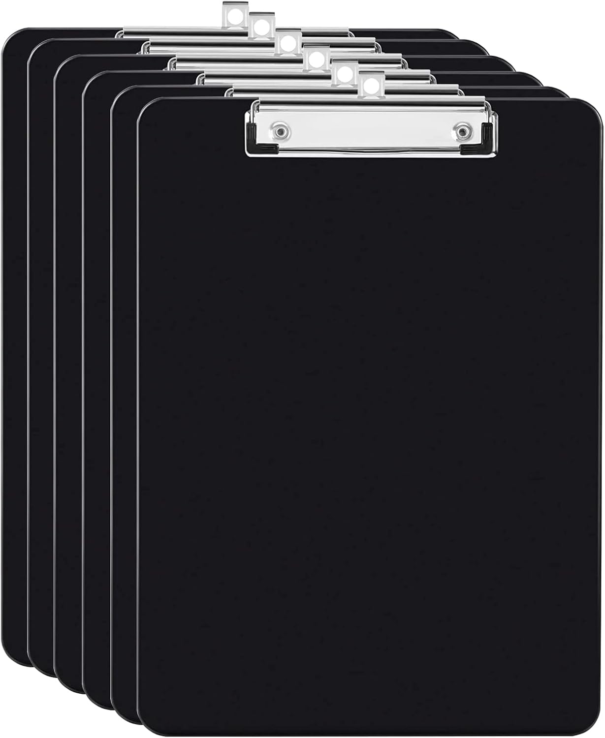 Clipboard Folder, 6 Packs A4 Plastic Clip Boards with Secure Hold for Office & Classroom Supplies - Black