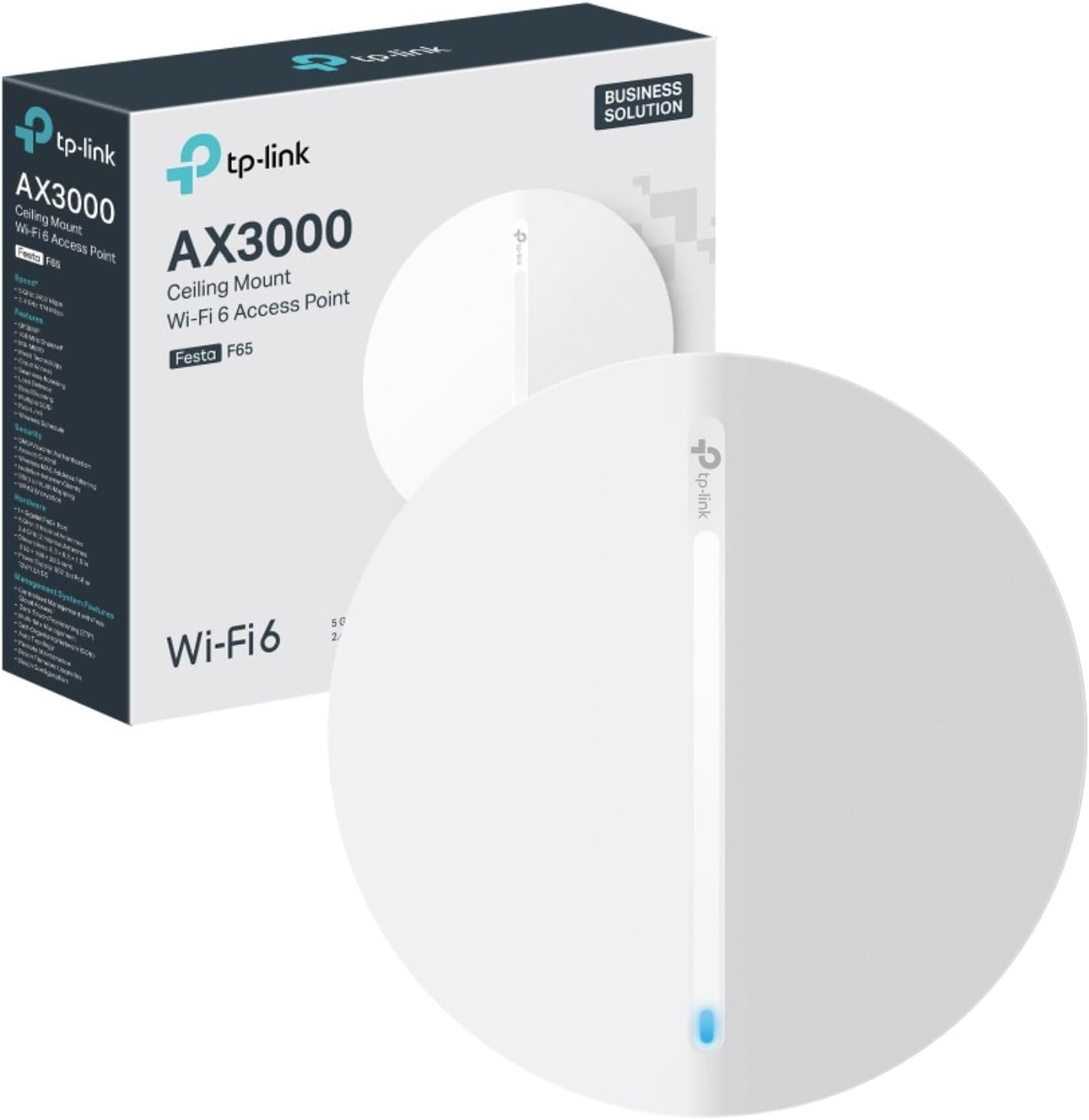 TP-Link Festa F65 AX3000 Ceiling Mount WiFi 6 Access Point, Mesh & Seamless Roaming, Gigabit PoE Port, Easy setup
