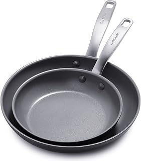 GreenPan Chatham Hard Anodized Healthy Ceramic Nonstick 8" and 10" Frying Pan Skillet Set, Omelette and Egg Pan, PFAS-Free, Dishwasher Safe, Oven Safe, Gray
