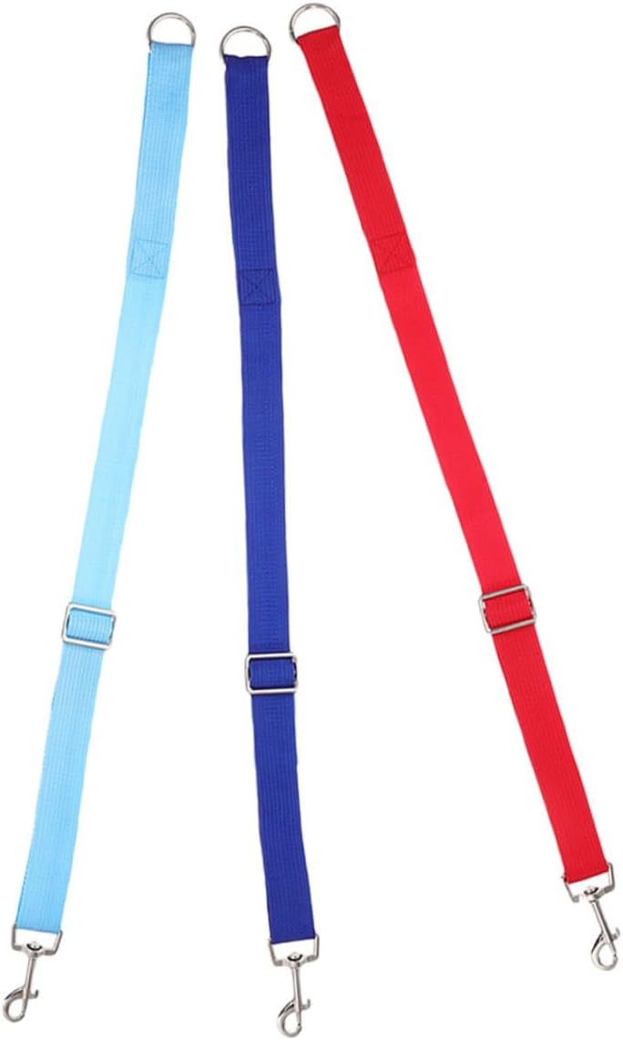 Levemolo 3pcs Adjustable Nylon Bucket Straps for Horses Hanging Feeder Fixing Ropes for Stable Feeding and Watering with Versatile for Different Stall Setups in Red Blue and Sky Blue