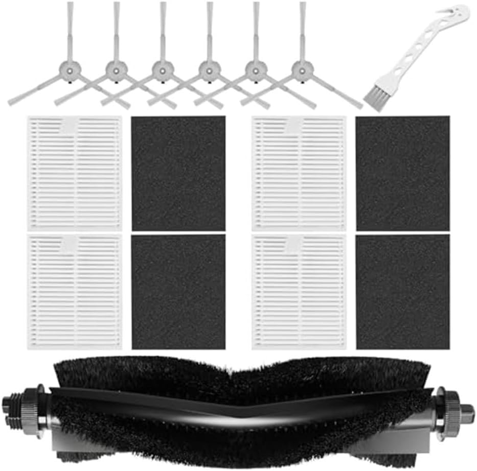 Replacement Parts for eufy L60 L50 Robot Vacuum Cleaner Parts, 6 Pack Side Brushes + 4 Pack Filters + 1 Pack Roller Brush