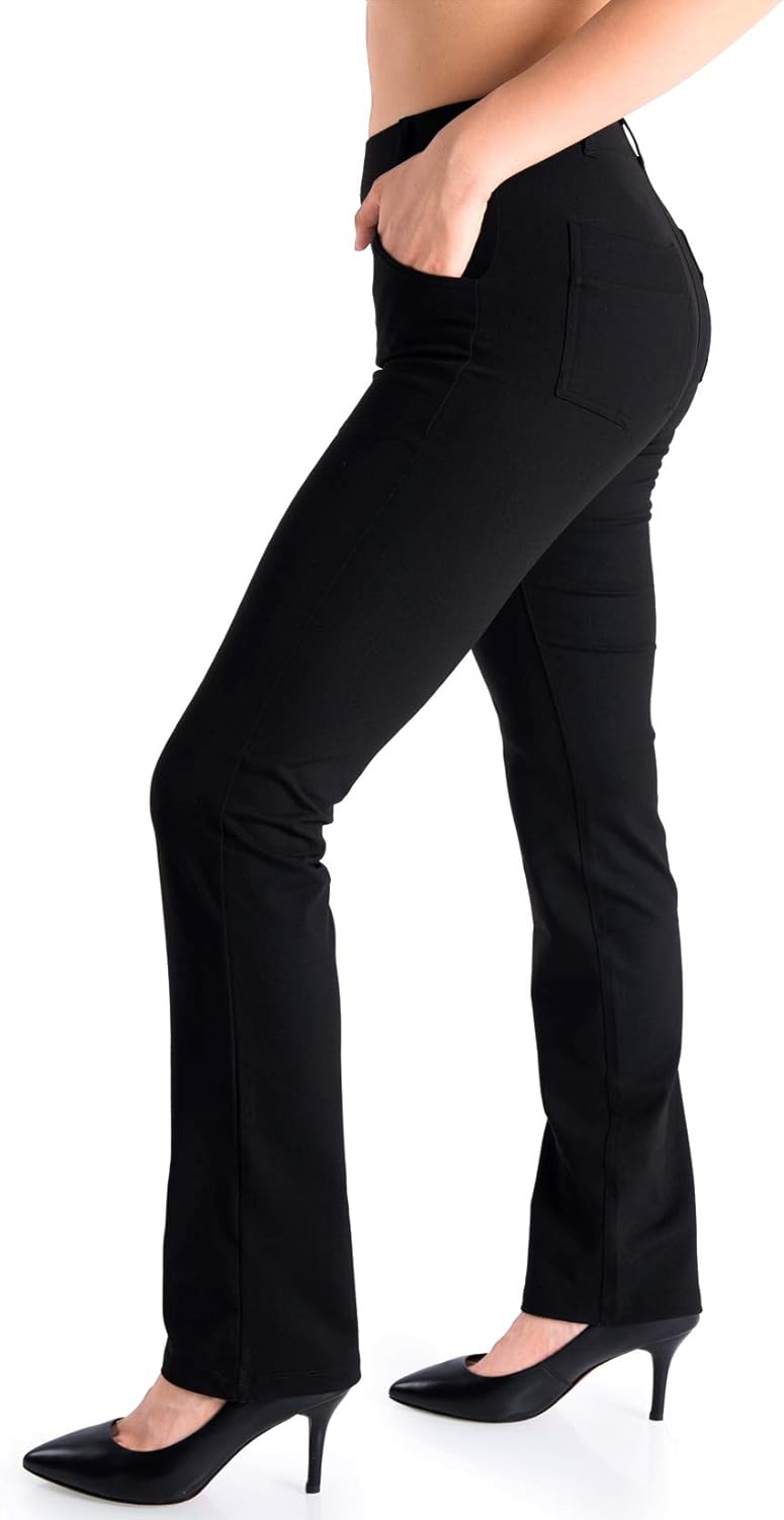 Yogipace,Belt Loops,Women's Petite/Regular/Tall Straight Leg Yoga Dress Pants