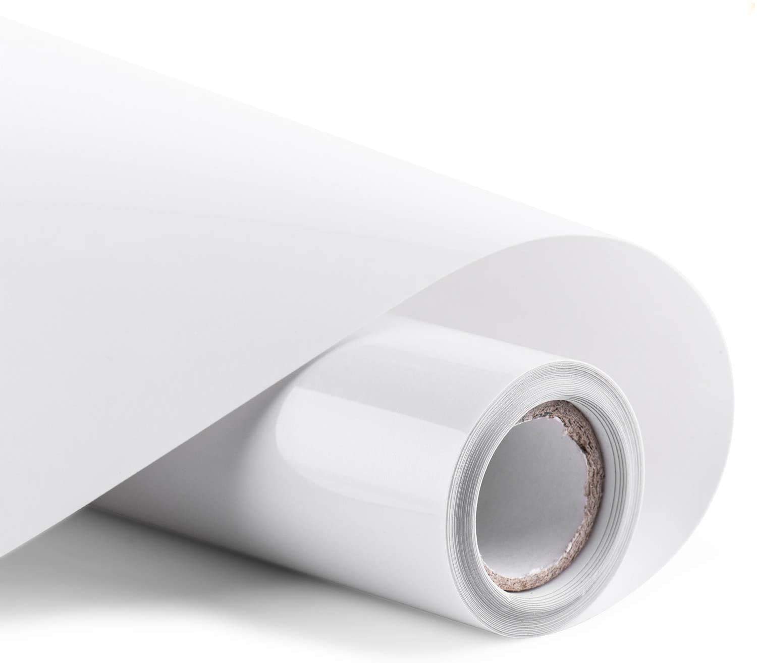 wintfarm White Heat Transfer Vinyl,Htv Vinyl,Heat Transfer Vinyl Roll 12" x10ft,Vinyl Roll for Cricut,Heat Press Vinyl for DIY Craft Designs,HTV Iron on Vinyl for DIY T-Shirts Garments Bags