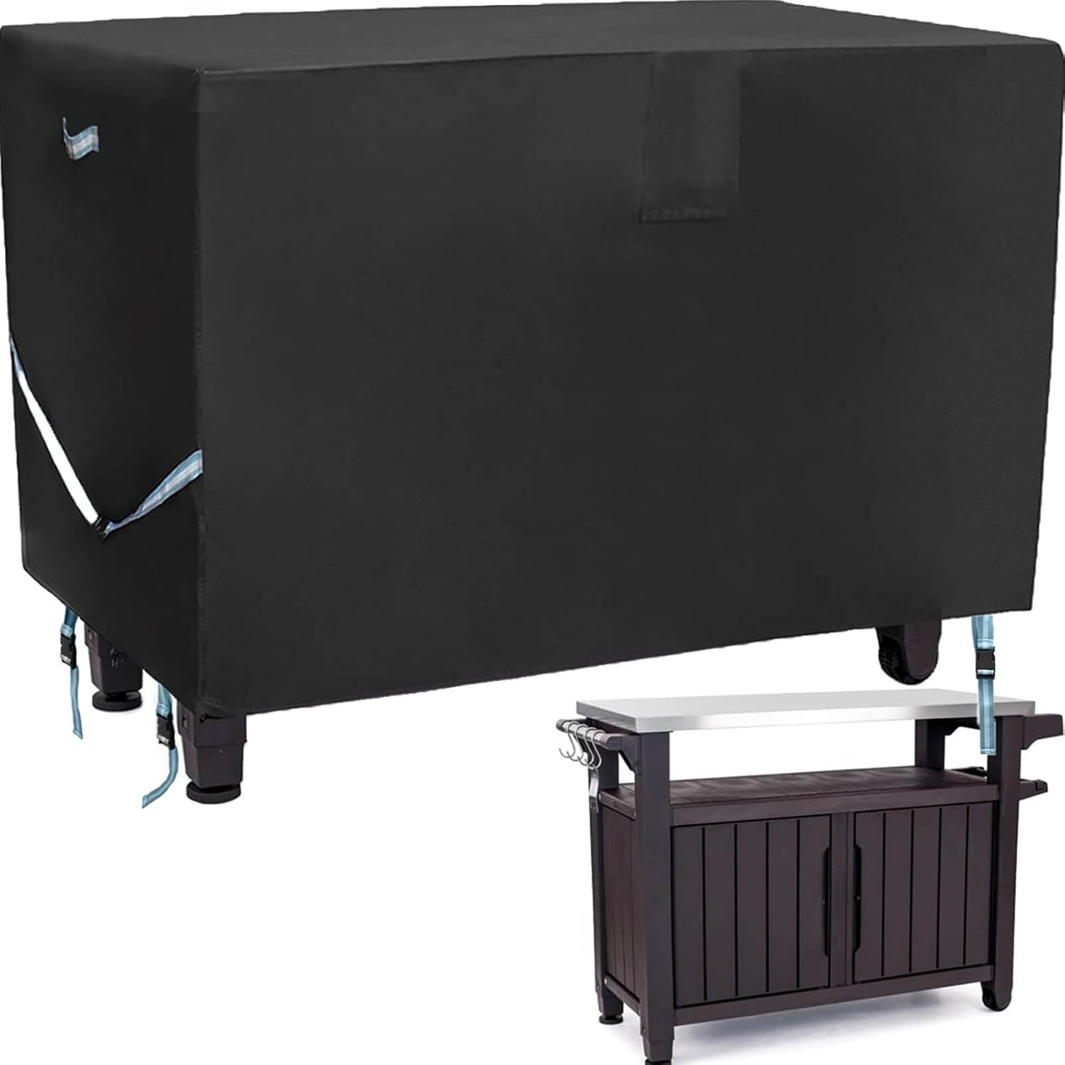 Outdoor Table Cover 600D for 52-inch Keter Unity XL Portable Outdoor Table with Storage Cabinet, Waterproof RV Resistance Grill Cart Serving Bar Table Patio Cabinet Cover, 55" x 24" x 32"