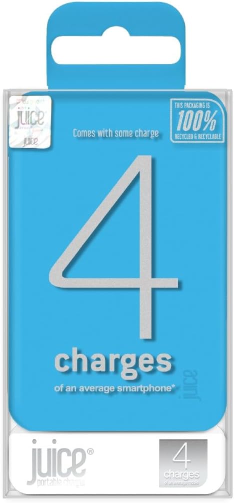 Juice 4 Charges Power Bank 12,000mAh Portable Charger for Apple iPhone, Samsung, Microsoft, Oppo, Sony - Aqua